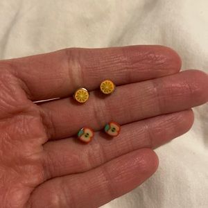 Tiny Apples and Oranges Stud Earrings